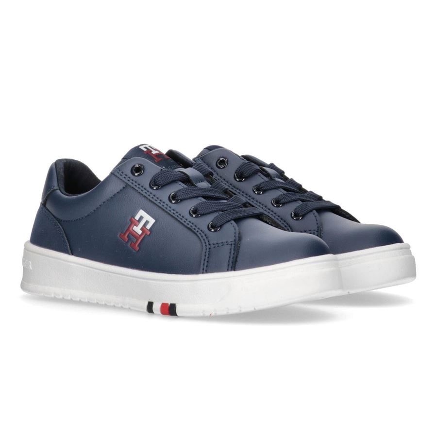 Sneaker bassa allacciata monogram da bambino Tommy Hilfiger | T3X9328571355800